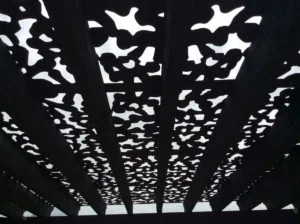 Light comes through pergola pattern