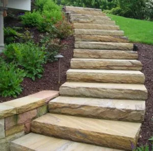 7 Principles Of Landscape Design; line; Stone stairs in garden